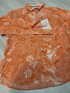 Ganesha 花柄 長袖シャツ オレンジXLのサムネイル