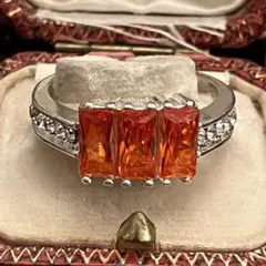 イギリス　ヴィンテージ　英国　推し活　オレンジ担当　銀色　指輪　リング　21号