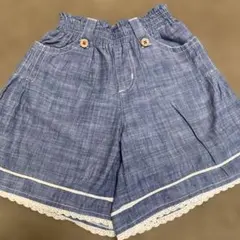 キッズ ハーフパンツ 140デニム風 レース