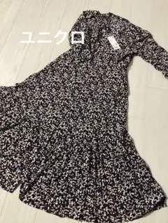 新品　値札付き　ユニクロ　ロングワンピース　花柄