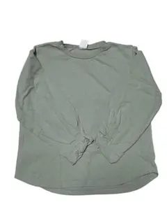 長袖カットソー グリーン 9分袖 キッズ トップス シンプル