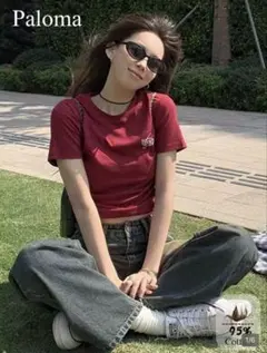 SHEIN レター プリント ラウンドネック カジュアル クロップド Tシャツ