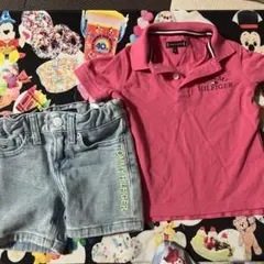 超美品！トミーヒルフィガー キッズ デニム短パン＆ポロシャツ