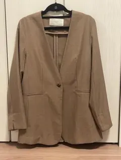 abahouse ecru ベージュ ブラウン ノーカラージャケット