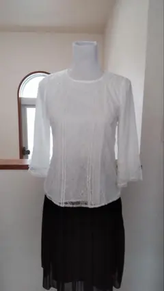 アプワイザーリッシェ ブラウス(アイボリー レースブラウス 7部袖)