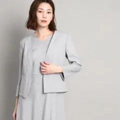 美品　23SS クードシャンス　リネンライクストレッチ ノーカラージャケット