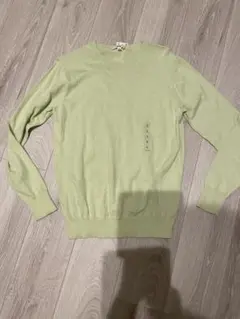 ユニクロ　コットンカシミヤクルーネックセーター　グリーン　Lサイズ