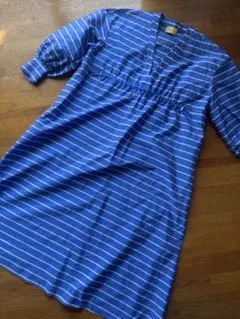 ポ*ん様 【ユナイテッドアローズ 】七分袖ブルーロングワンピース 着用1回のみ