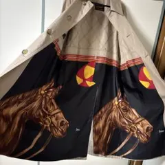 【希少】HERNO シルク100% ステンカラーコート 馬柄 イタリア製