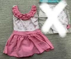 【未使用】ワンピース　水着 ピンク アイス柄　90センチ　フリル