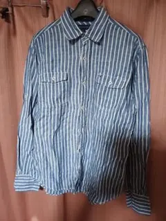 Tommy Hilfiger 青白ストライプデニムダンガリー 長袖シャツ