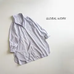 0733 グローバルワーク ブラウス パープル ストライプ