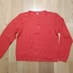 値下げ♪着用1回のみ　ユニクロ　オレンジ ワッフル カーディガン 長袖