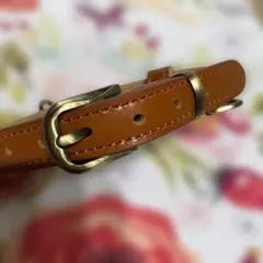 【新品】犬の首輪　レザー製　キャメルブラウン 　Sサイズ　 Dリング付き