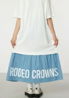 デニムドッキングマキシワンピース　ホワイト✕デニム