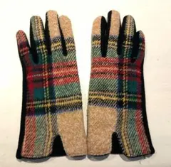★超美品　レディース　チェック柄手袋お洒落　スマホ対応　上品 ウール素材★★★