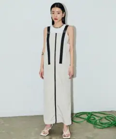 【美品】AIC.ショルダーベルト ジップ ロングワンピース ジャンパースカート