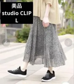 studio CLIP フラワープリントアソートフレアスカート L