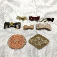 新品◎ヘアクリップ8点セット　ヘアピン　リボン　レース　アクセサリー◎