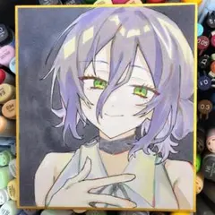 レゼ　手描きイラスト　ファンアート　チェンソーマン　色紙