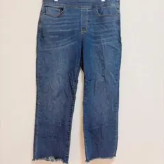 クロフトアンドバロー デニム パンツ カットオフ 裾フリンジ 12 青 デニム