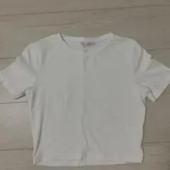 ZARA クロップド丈 半袖Tシャツ ホワイト Mサイズのサムネイル