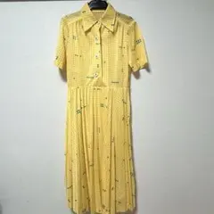 昭和レトロ　ヴィンテージ　半袖ロングワンピース 黄色