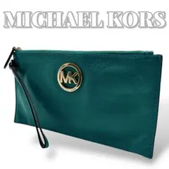 MICHAEL KORS グリーン レザー レディース ポーチ 8020