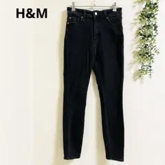 H&M スキニーデニム S 黒　細身　ストレッチ 美脚効果　シンプル　定番✨
