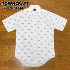70s TOWNCRAFT タウンクラフト 総柄シャツ 半袖 格子 風景のサムネイル