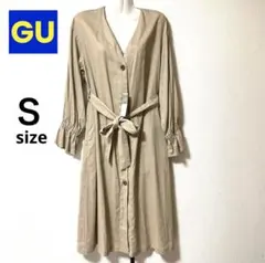 新品 GU ジーユー リネンブレンドガウン ワンピース S ベージュ