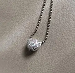 フォリフォリ　リバーシブル　ハート型シルバーネックレス　 クリスタル＆模様