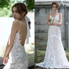 dressproduction 刺繍レース 背中開き ソフトマーメイドドレス　L