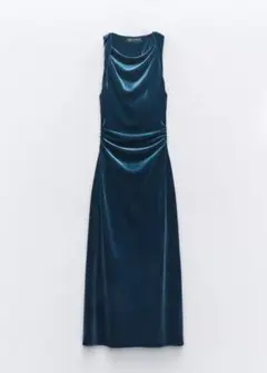 ZARA ベルベット ノースリーブ ミディ丈ワンピース - メルカリ