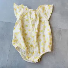 ZARA 花柄フリル袖ロンパース
