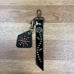 スタッズキーホルダー　本革　黒　　アメカジ HTC CALEE 風　2個セット