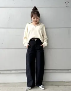 UNIQLO スムースコットンリラックスポロセーター　オフホワイト　M