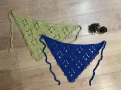 【最終値下】お花柄バブーシュカkids レース編み三角形　ファッション小物