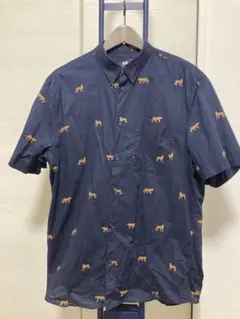 ZARA ネイビー　虎柄半袖シャツ