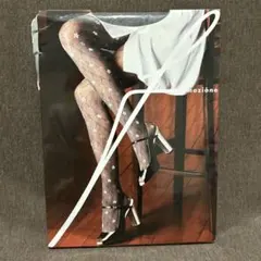 Fukuske フラワー柄 ブラックストッキング M-L