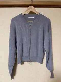 グレー ジップアップ ニットブルゾン【Le Cercle par ropé】