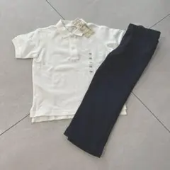半袖ポロシャツ 白 120cm 無印良品 ユニクロ ネイビーパンツ お受験