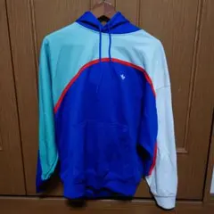 adidas フード付きパーカー 青/緑/白