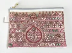 インド刺繍リボン　ポーチ　訳あり