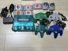 NINTENDO64 本体 クリアブルー コントローラー4個 64GBパック2個