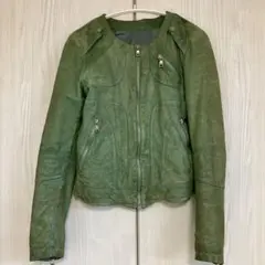 カーキ革ジャン