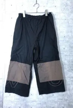 Bui Bui エスニック レトロ モード古着 配色 ステッチ ワイドパンツ