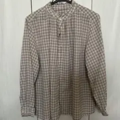 グレー系チェック 長袖シャツ M