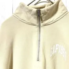 ギャップ GAP ハーフジップ スウェット ベージュ M アーチロゴ 1968
