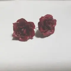 ドライフラワー ピアス ボルドー